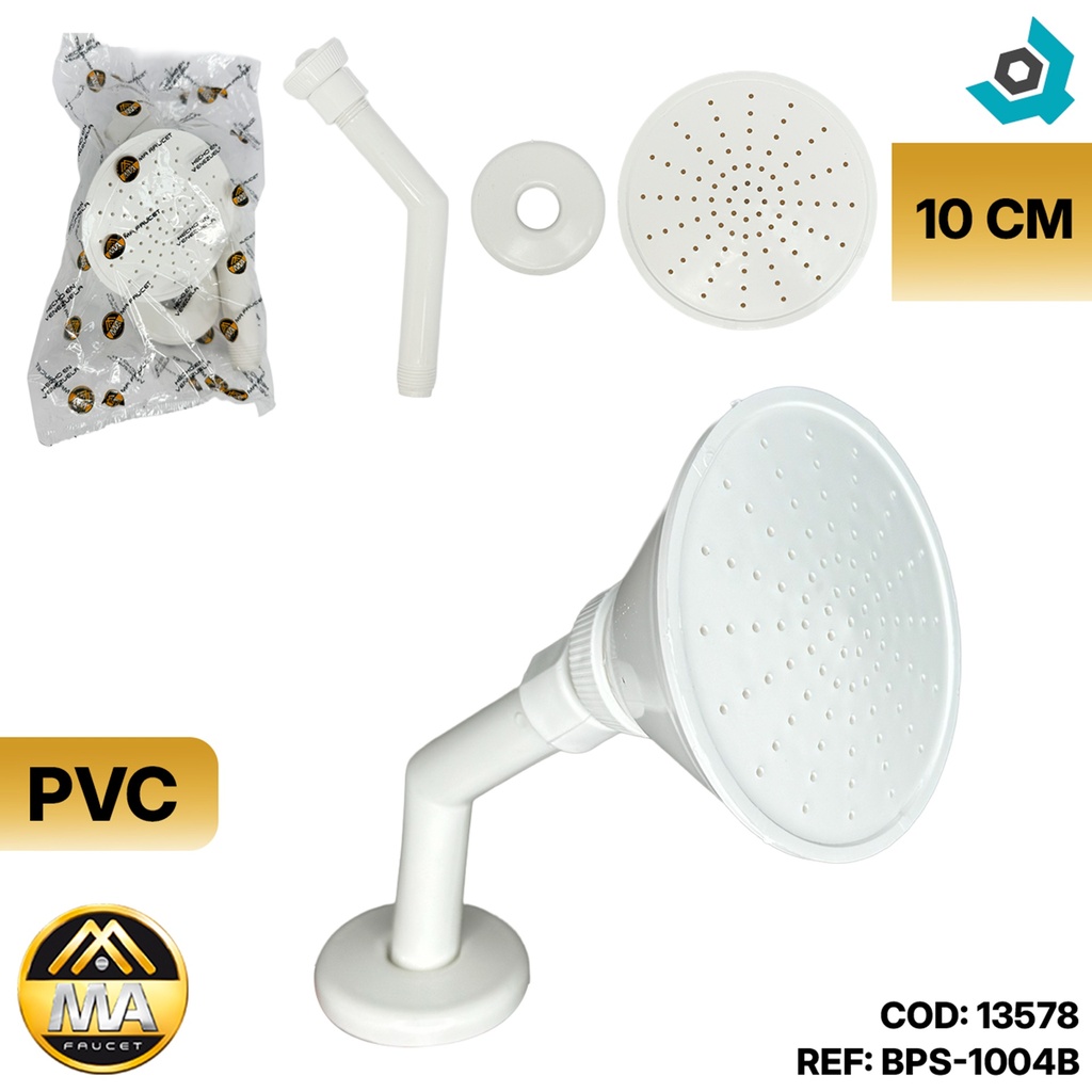 REGADERA PARA BANO 10 CM ABS BLANCO METALES ALEADOS