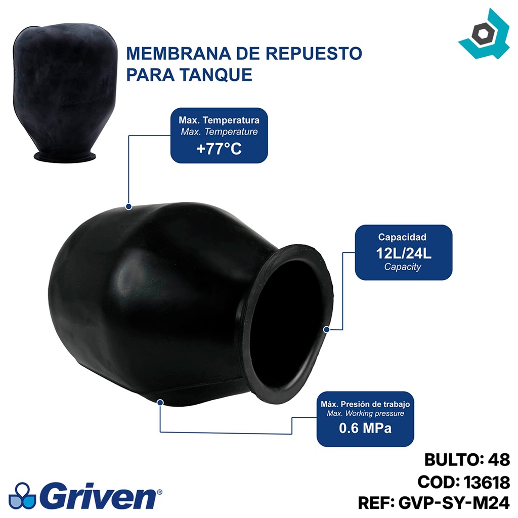 MEMBRANA DE REPUESTO PARA TANQUE 12L/24L GRIVEN