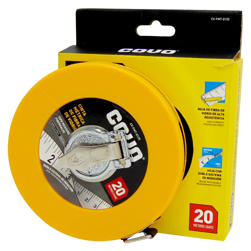 CINTA METRICA 20M DE FIBRA DE VIDRIO COVO