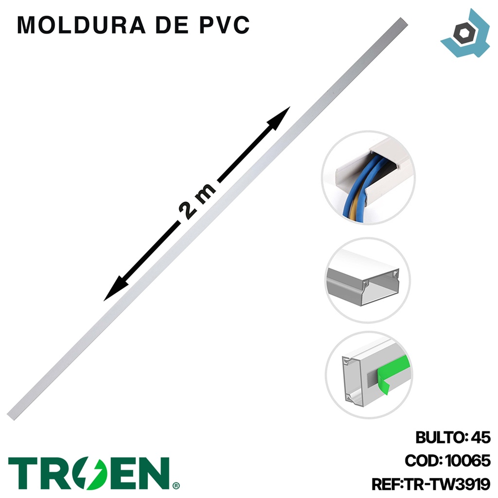 CANALETA DE PVC 39 X 2000MM TROEN