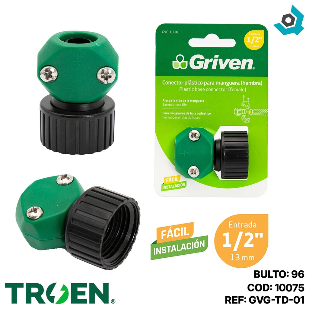 CONECTOR PARA MANGUERAS 1/2" HEMBRA GRIVEN