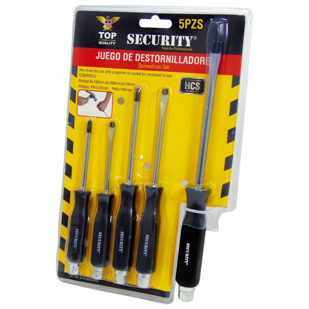 JUEGO DE DESTORNILLADORES 5 PIEZAS SECURITY