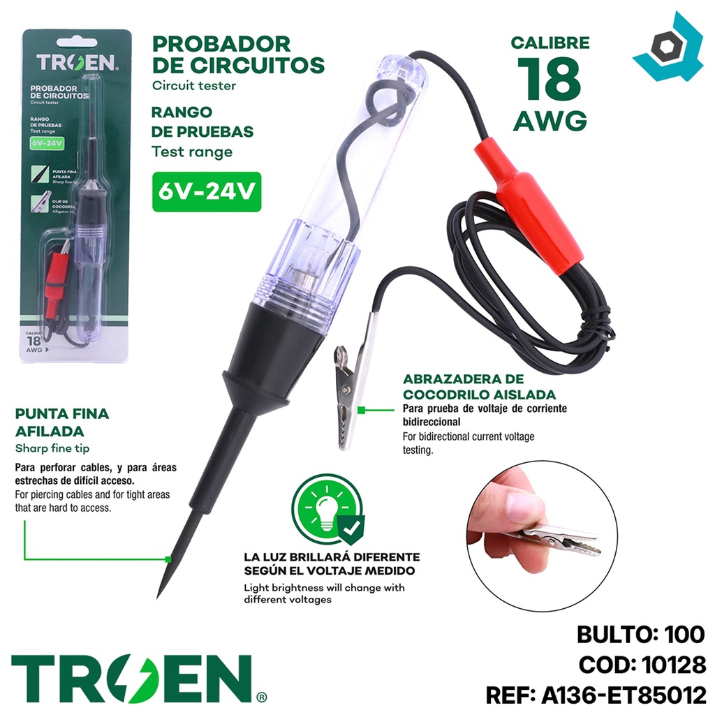 PROBADOR DE VOLTAJE 6V-24V TROEN