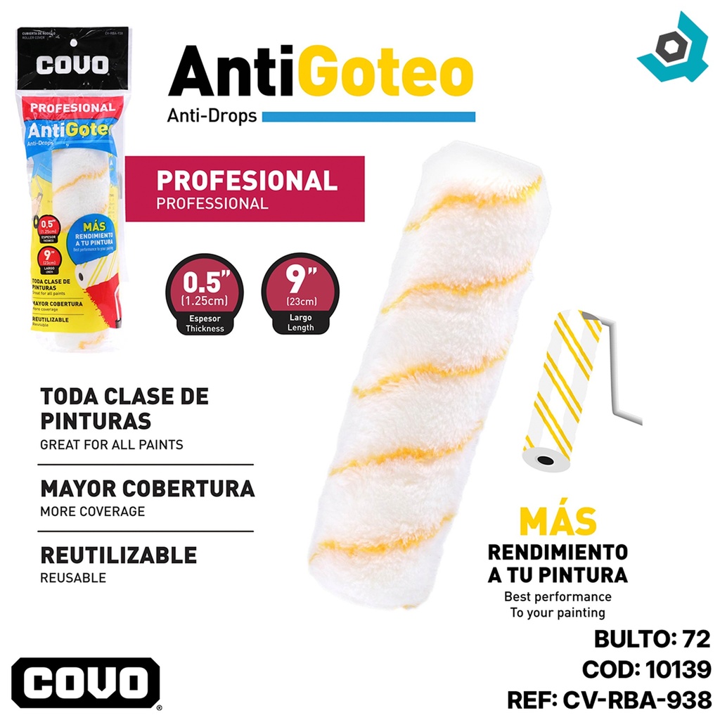 FUNDA PARA RODILLO 9" ANTIGOTEO COVO