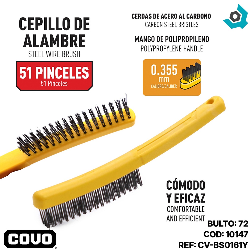 CEPILLO DE ALAMBRE 3 HILERAS COVO