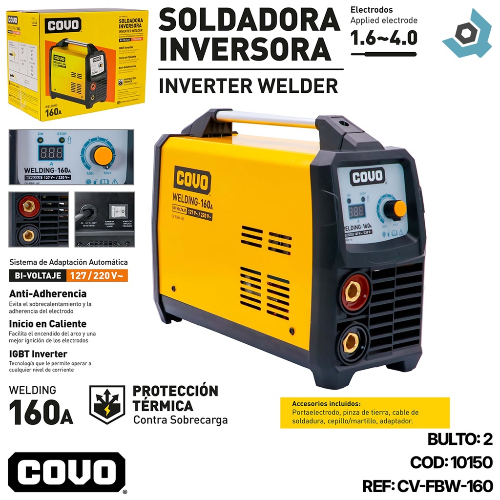 MAQUINA DE SOLDAR 160AMP (INVERSORA) COVO