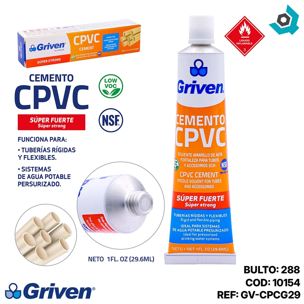 SOLDADURA CPVC PARA AGUA CALIENTE 1ONZ GRIVEN