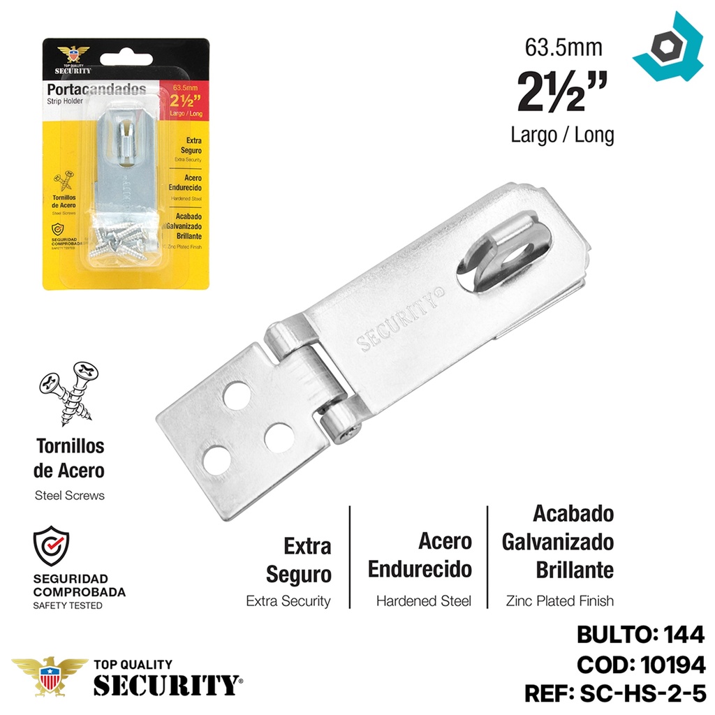 PORTA CANDADO 2.5" CROMADO SECURITY