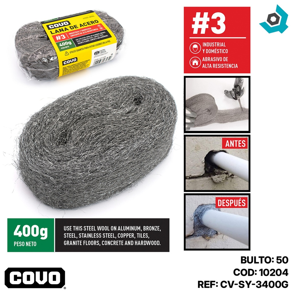 LANA DE ACERO #3 400G COVO