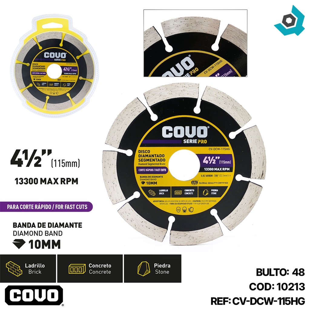 DISCO DIAMANTADO 4 1/2" SEGMENTADO COVO PRO