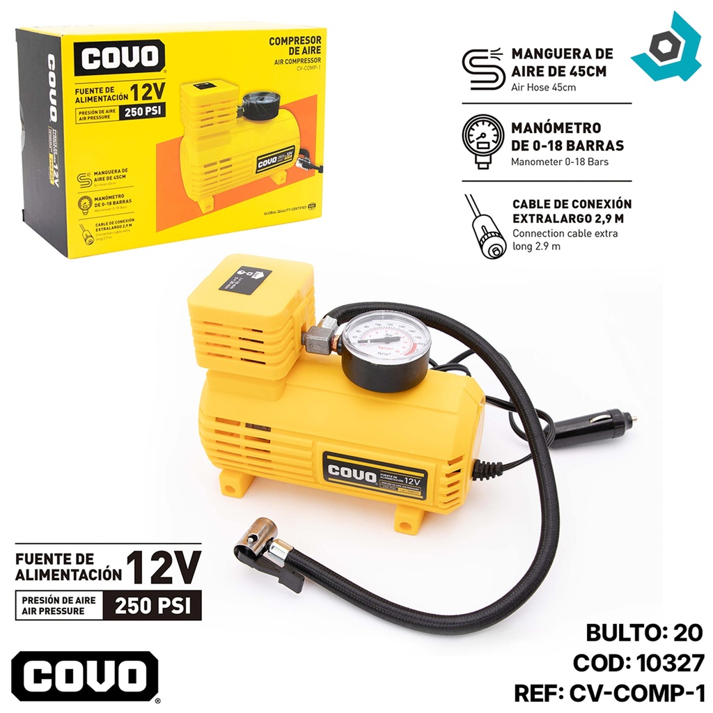 COMPRESOR DE AIRE 12V COVO