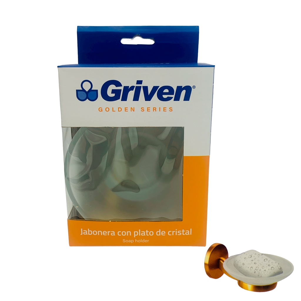 JABONERA CON PLATO DORADO GRIVEN GOLDEN