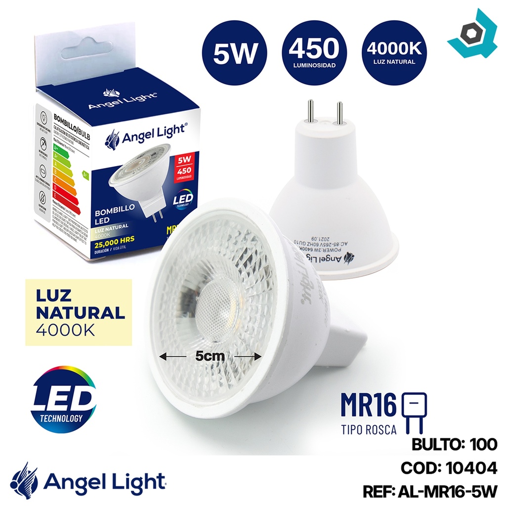 BOMBILLO LED DICROICO 5W MR16 4000K ANGEL LIGHT