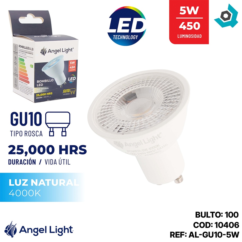 BOMBILLO LED DICROICO 5W GU10 4000K ANGEL LIGHT
