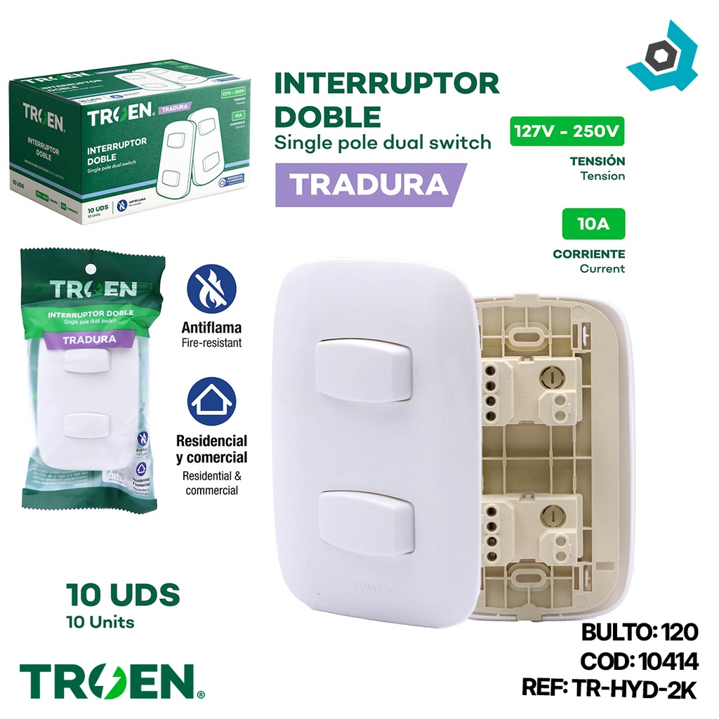 APAGADOR ESTANDAR DOBLE BLANCO TROEN