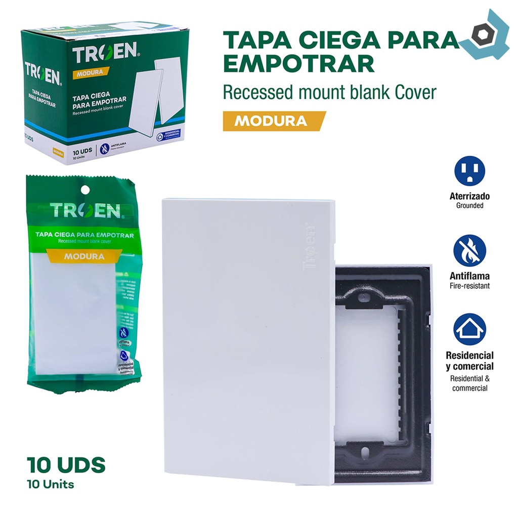 TAPA CIEGA PARA APAGADOR BLANCO TROEN