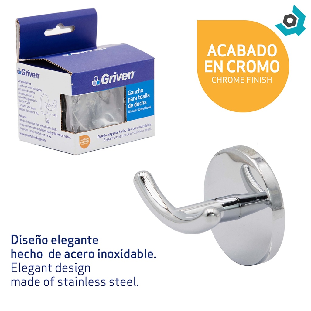 GANCHO PARA TOALLA CROMADO GRIVEN