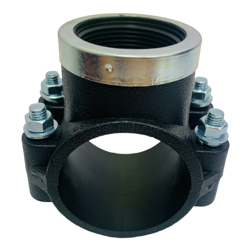 ABRAZADERA PARA RIEGO PP CON ROSCA 63MM X 1 1/2" TUBRICA