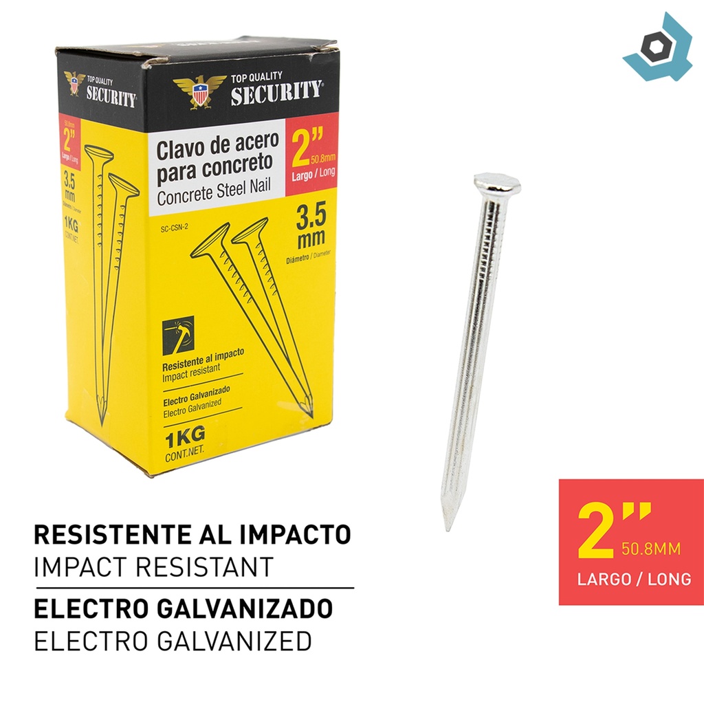 CLAVO DE ACERO PARA CONCRETO 2" SECURITY