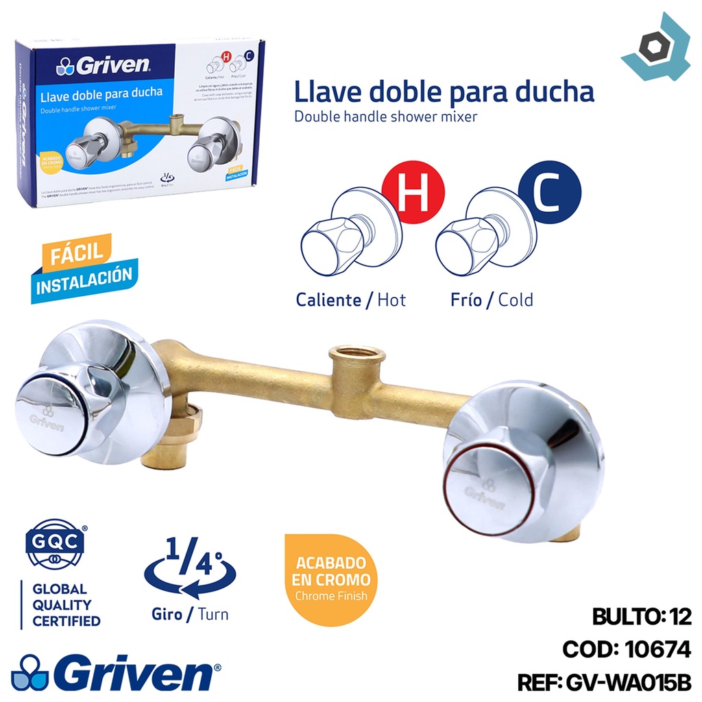 LLAVE DOBLE PARA DUCHA GRIVEN