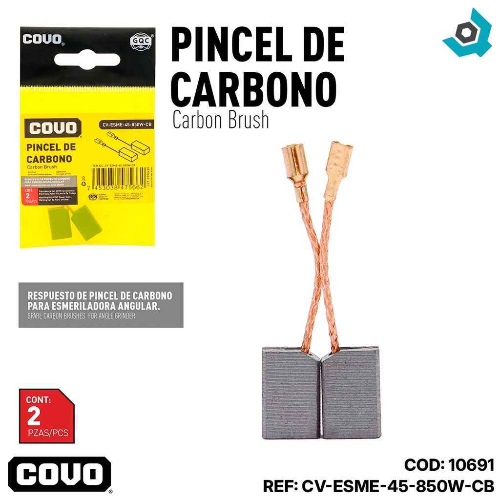 REPUESTO DE PINCEL DE CARBONO PARA ESMERIL ANGULAR 4 1/2"  COVO
