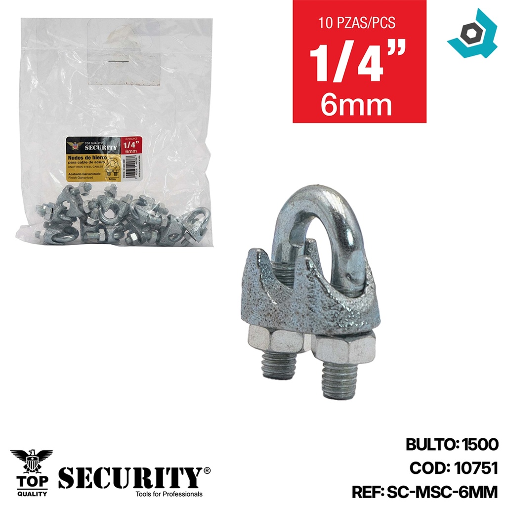 PERROS PARA GUAYAS DE HIERRO 1/4" SECURITY