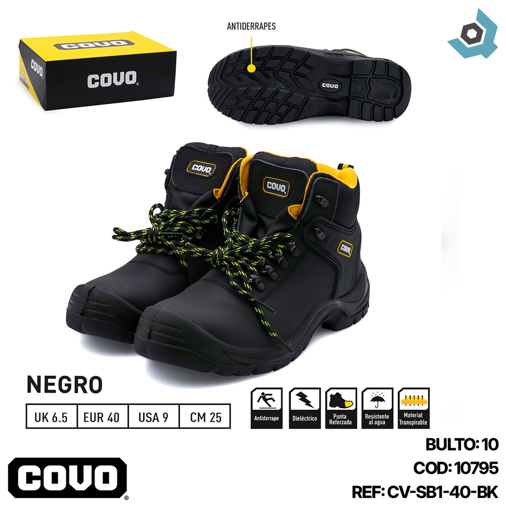 BOTAS DE SEGURIDAD NEGRAS TALLA 40 COVO