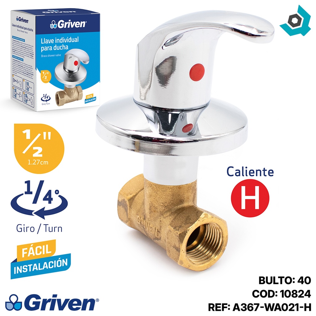 LLAVE PARA DUCHA 1/2" GRIVEN
