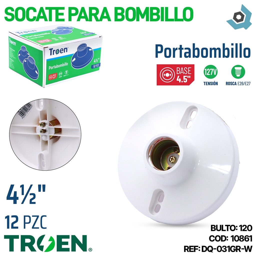 SOCATE PARA BOMBILLOS BLANCO TROEN