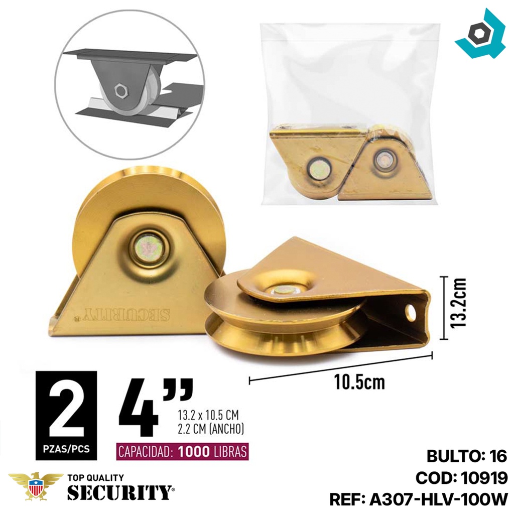 RUEDA O ROLDANA PARA PORTON 100MM 5" SECURITY