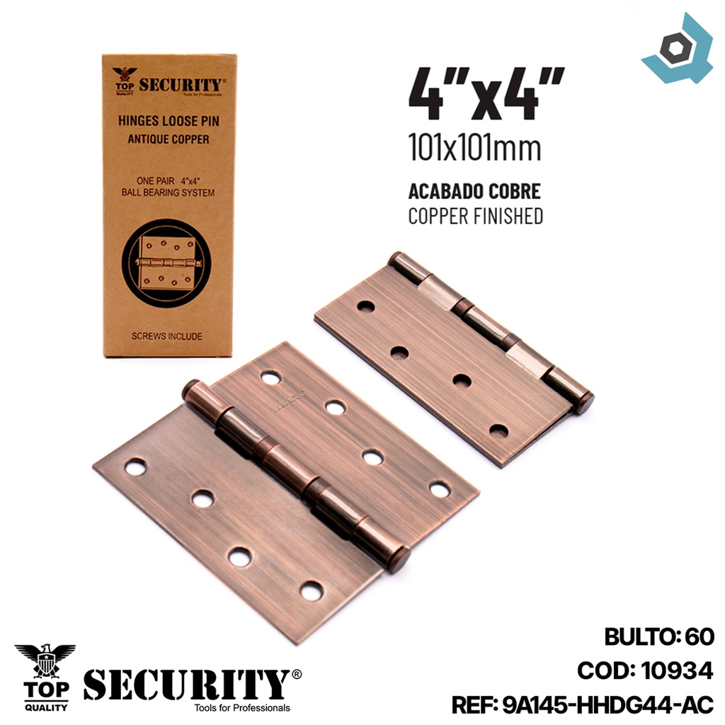 BISAGRA 4" X 4" BRONCE SECURITY