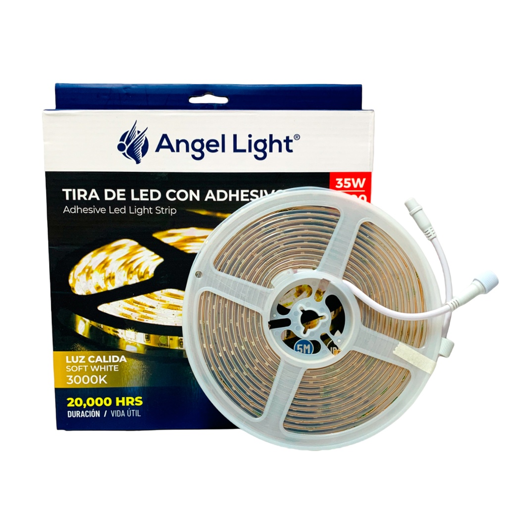 TIRA DE LUZ LED CON ADHESIVO 35W LUZ CALIDA 3000K 5 METROS ANGEL LIGHT