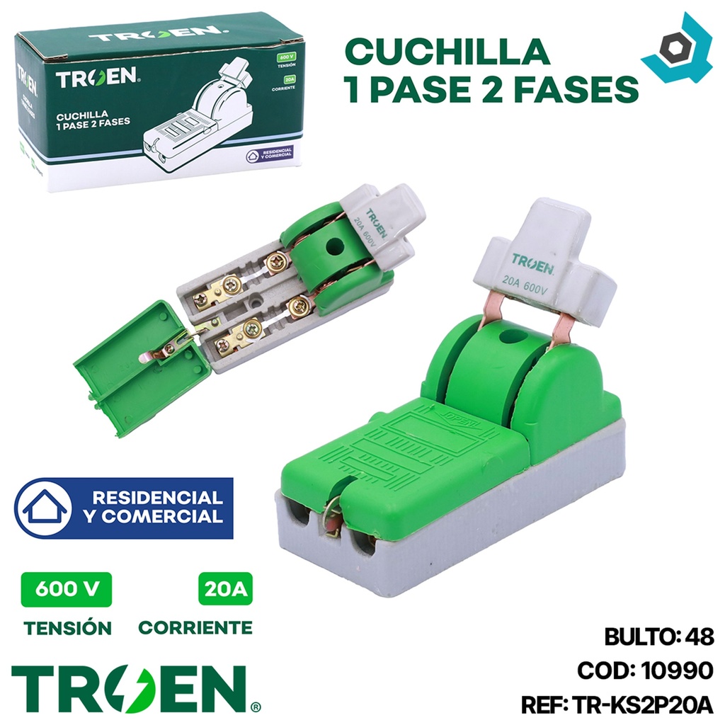 CUCHILLA ELECTRICA 1 PASE 2 POLOS X 20A TROEN
