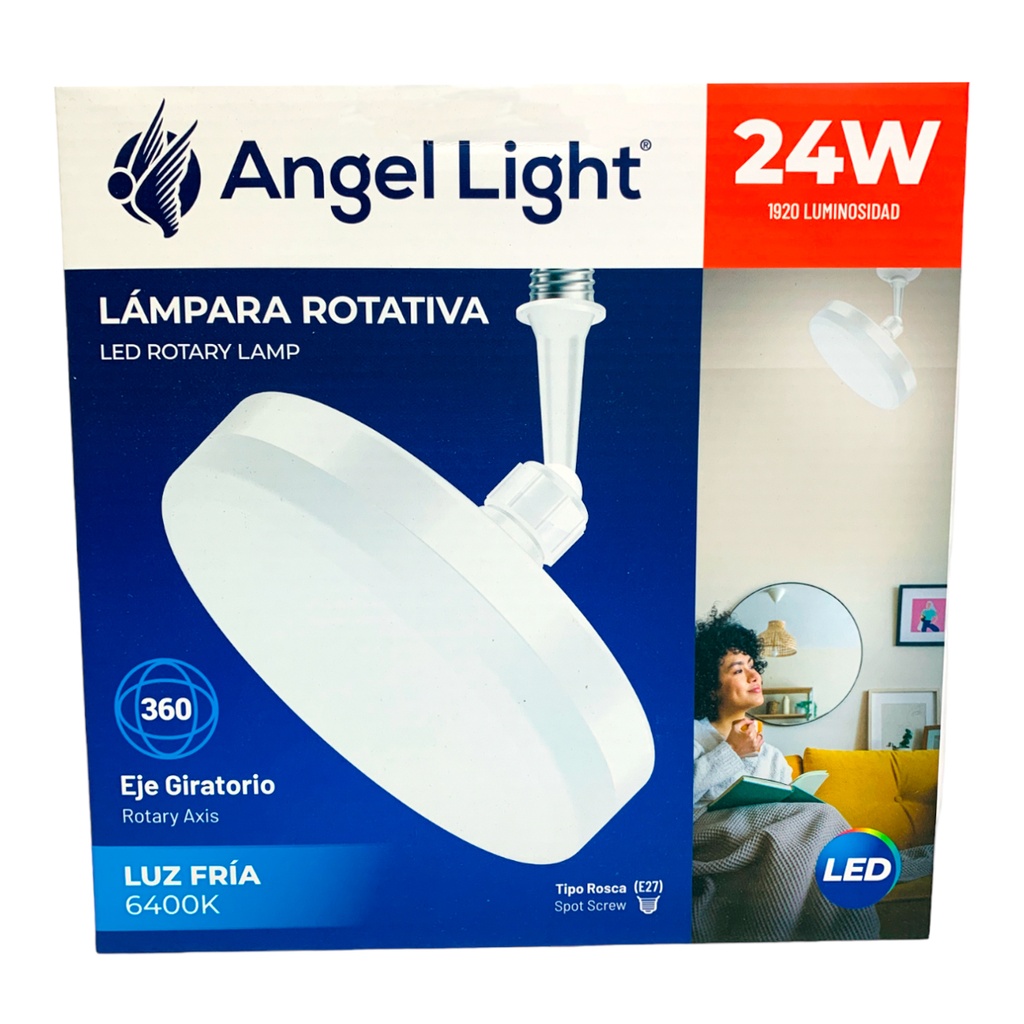LAMPARA LED ROTATIVA 360 GRADOS 24W LUZ FRIA 6400K ANGEL LIGHT