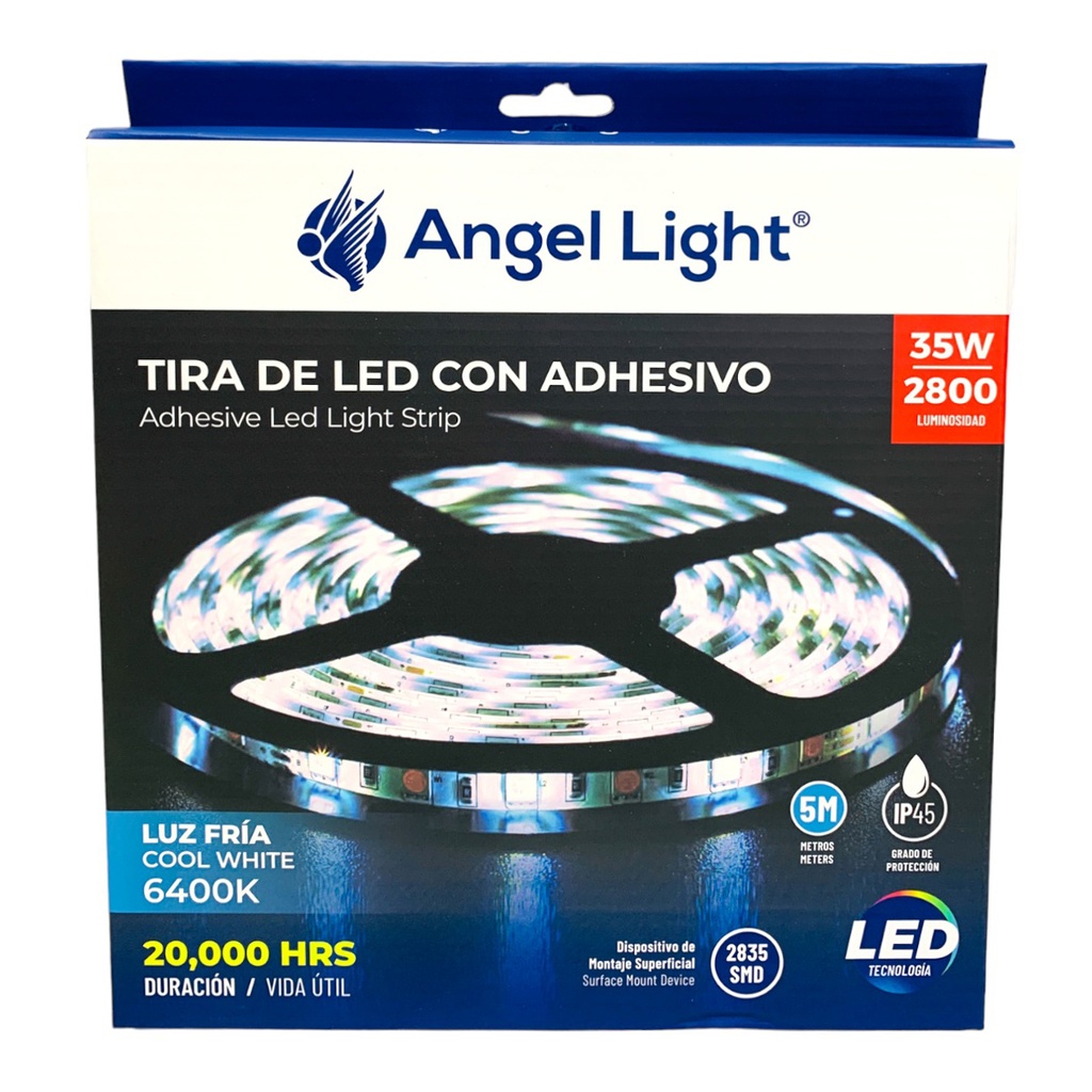 TIRA DE LUZ LED CON ADHESIVO 35W LUZ FRIA 6400K 5 METROS ANGEL LIGHT