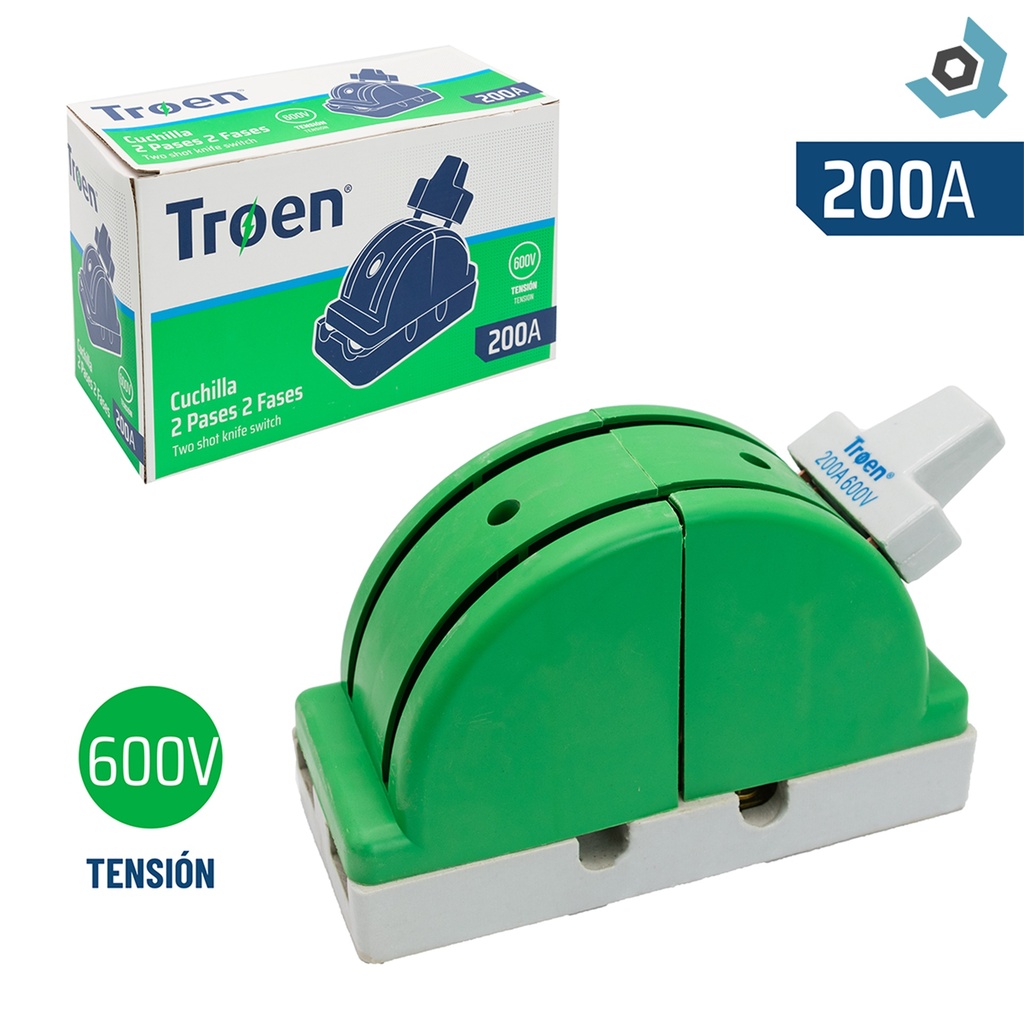 CUCHILLA ELECTRICA 2 PASES 2 POLOS X 200A TROEN