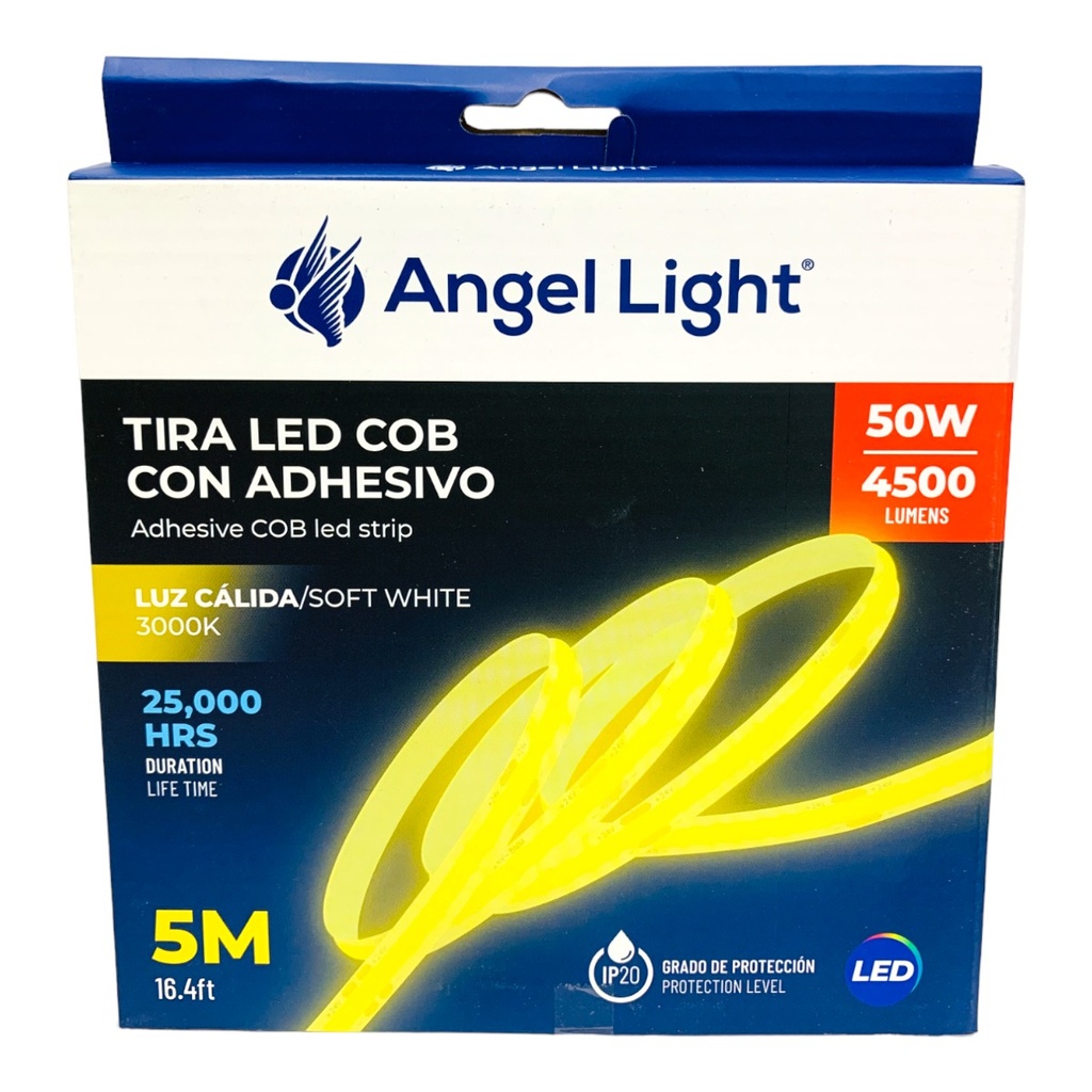 TIRA DE LUZ LED CONTINUA CON ADHESIVO LUZ CALIDA 3000K 50W 5 METROS ANGEL LIGHT