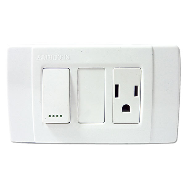 APAGADOR CON TOMA SENCILLO BLANCO SECURITY