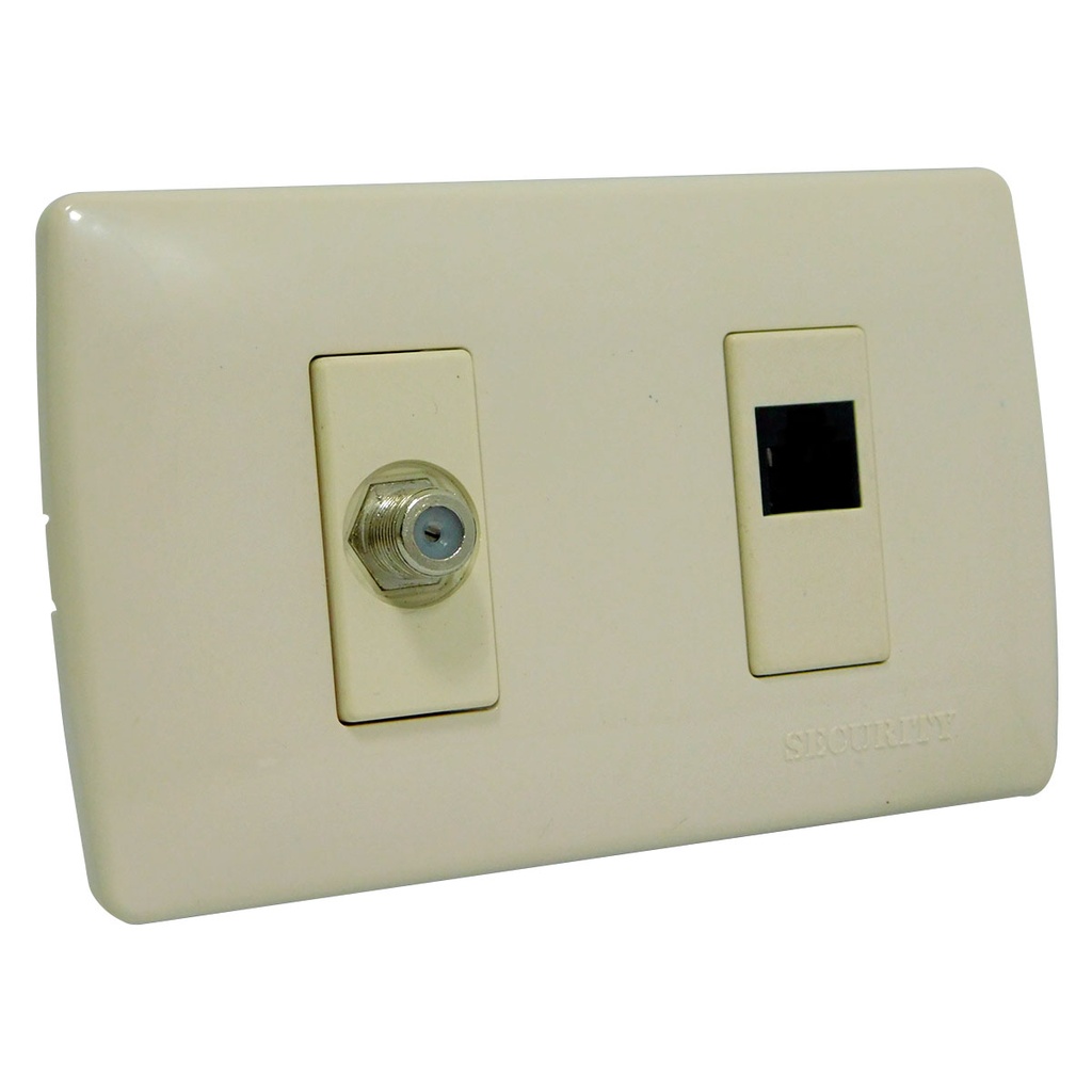 CONECTOR PARA TELEVISOR Y TELEFONO BEIGE SECURITY