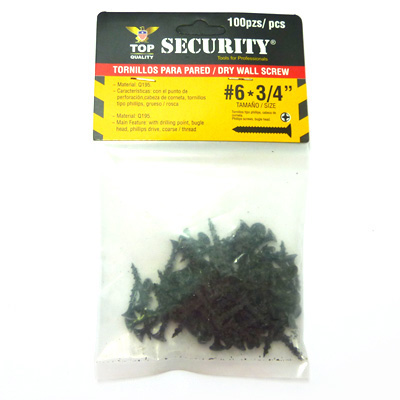 TORNILLO PARA DRYWALL 6 X 3/4" SECURITY