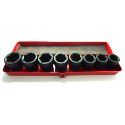 JUEGO DE DADOS DE IMPACTO CORTOS 6 PUNTAS 8 PIEZAS SAE 3/4 CM-021