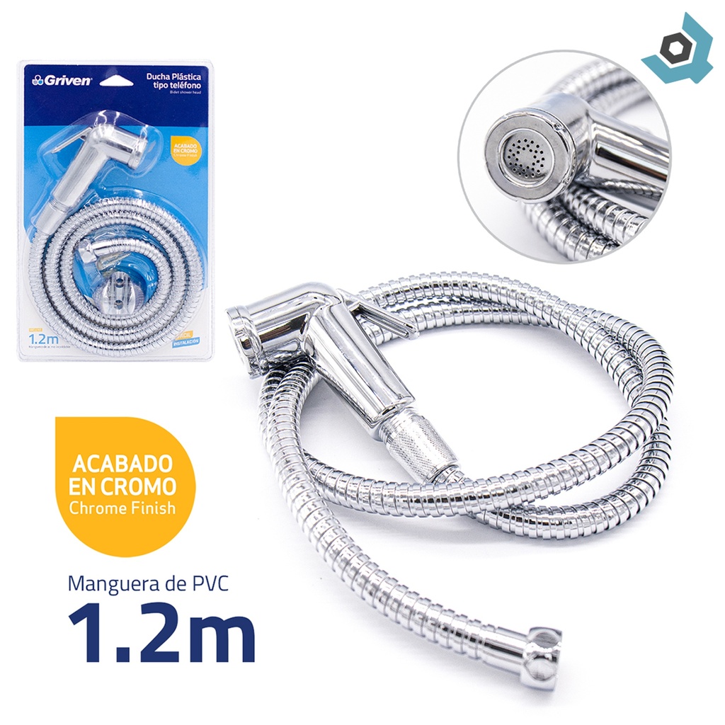 DUCHA PVC TIPO TELEFONO CROMADA GRIVEN