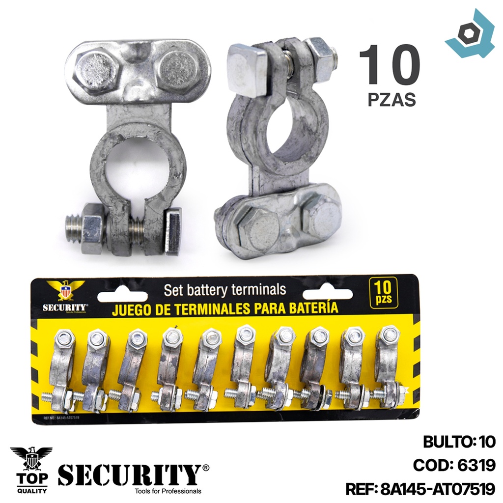 SET DE BORNES PARA BATERIAS 10 PIEZAS SECURITY