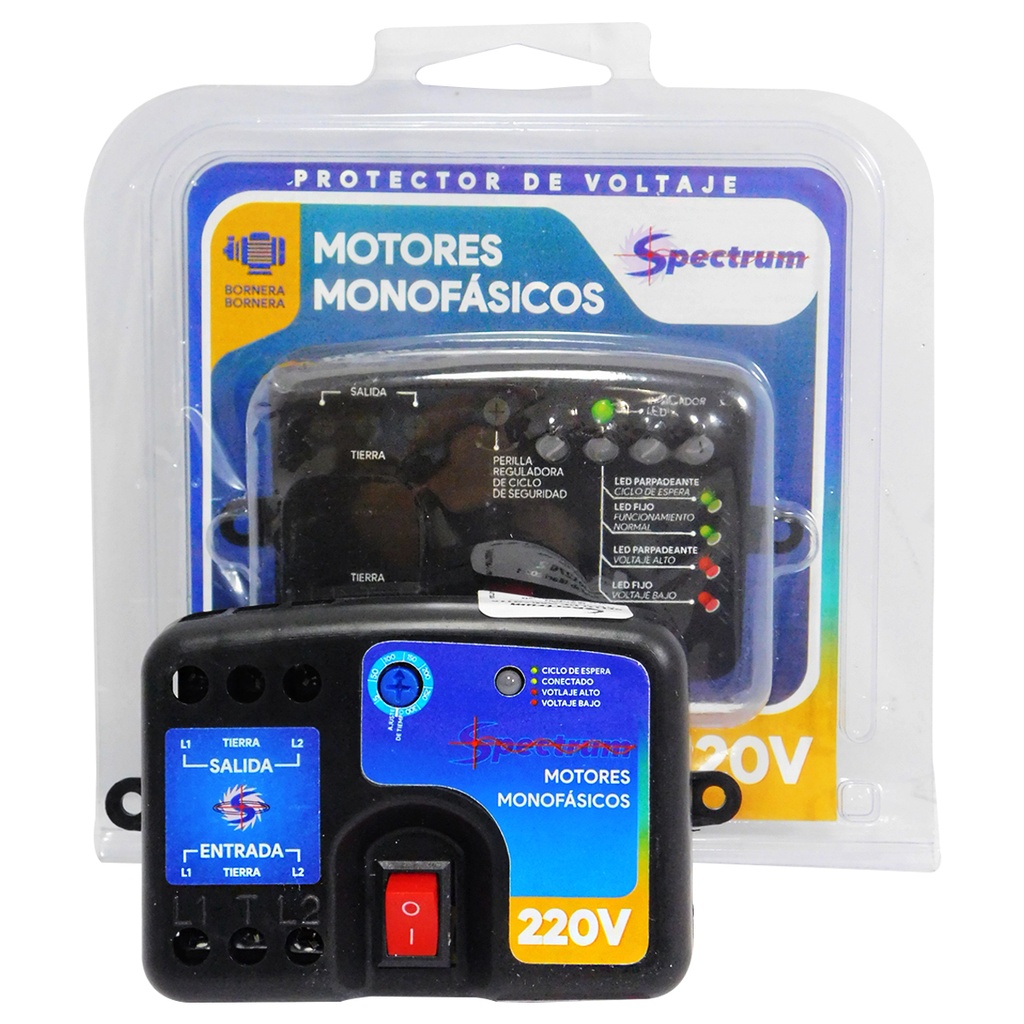 PROTECTOR DE VOLTAJE 220V PARA MOTORES MONOFASICOS SPECTRUM