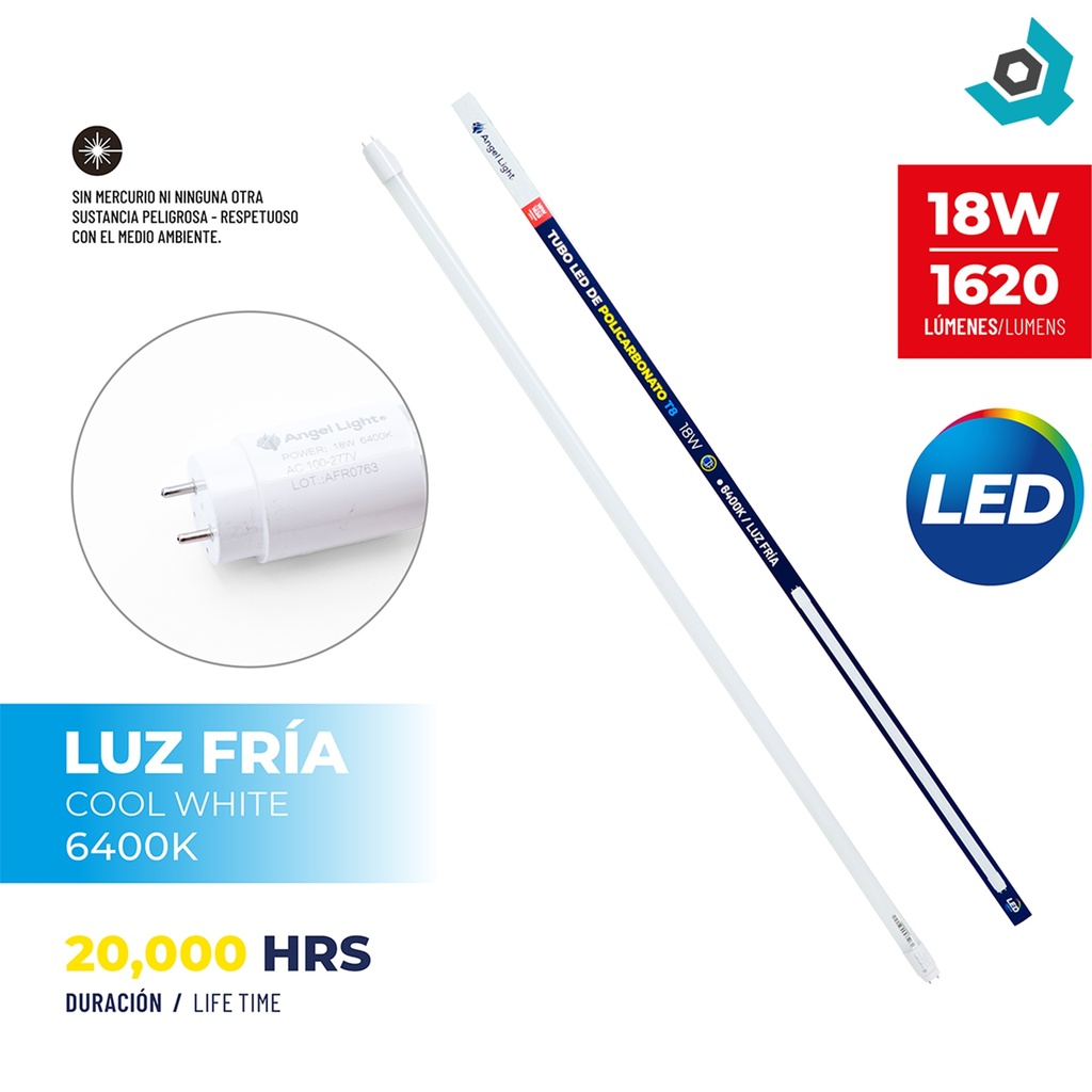 LAMPARA LED 18W DE TUBO 1.2 METROS ANGEL LIGHT