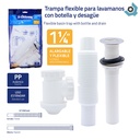 SIFON 1 1/4" FLEXIBLE CON DESAGUE PARA LAVAMANOS GRIVEN