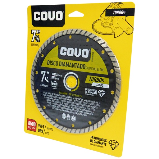 [8127] DISCO DIAMANTADO 7 1/4" CORTE TURBO COVO