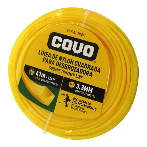 [8176] NYLON CUADRADO PARA DESMALEZADORA 41MT X 3.3MM COVO