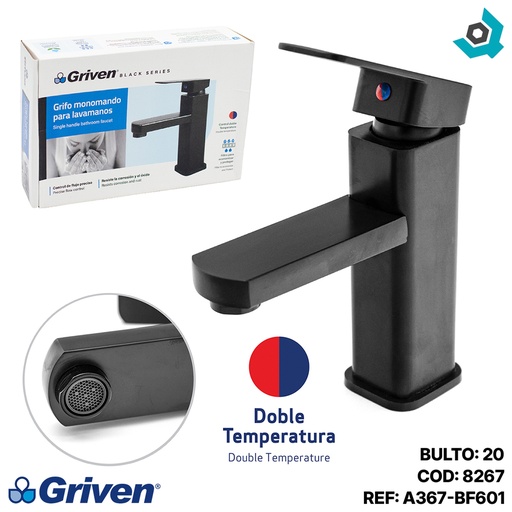 [8267] GRIFERIA PARA LAVAMANOS DOBLE TEMPERATURA GRIVEN