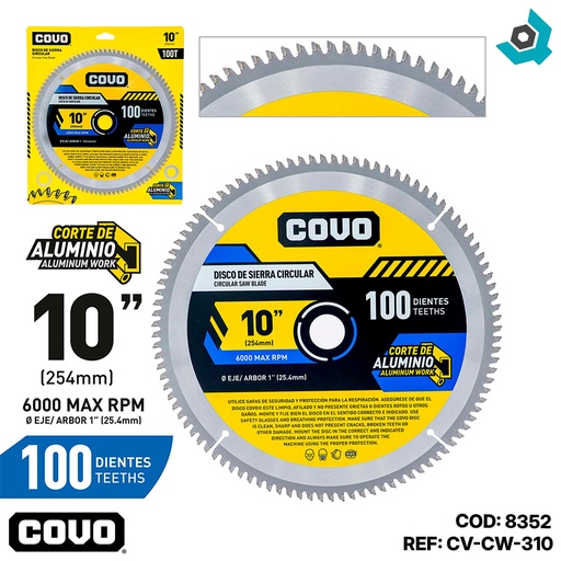 [8352] DISCO DE SIERRA 10" PARA ALUMINIO COVO